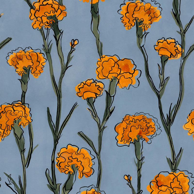 Behangstaal Tres Tintas - Clavelitos Blue