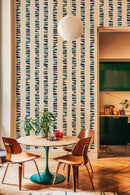 Tres Tintas Wallpaper - Linear Footprints Blue