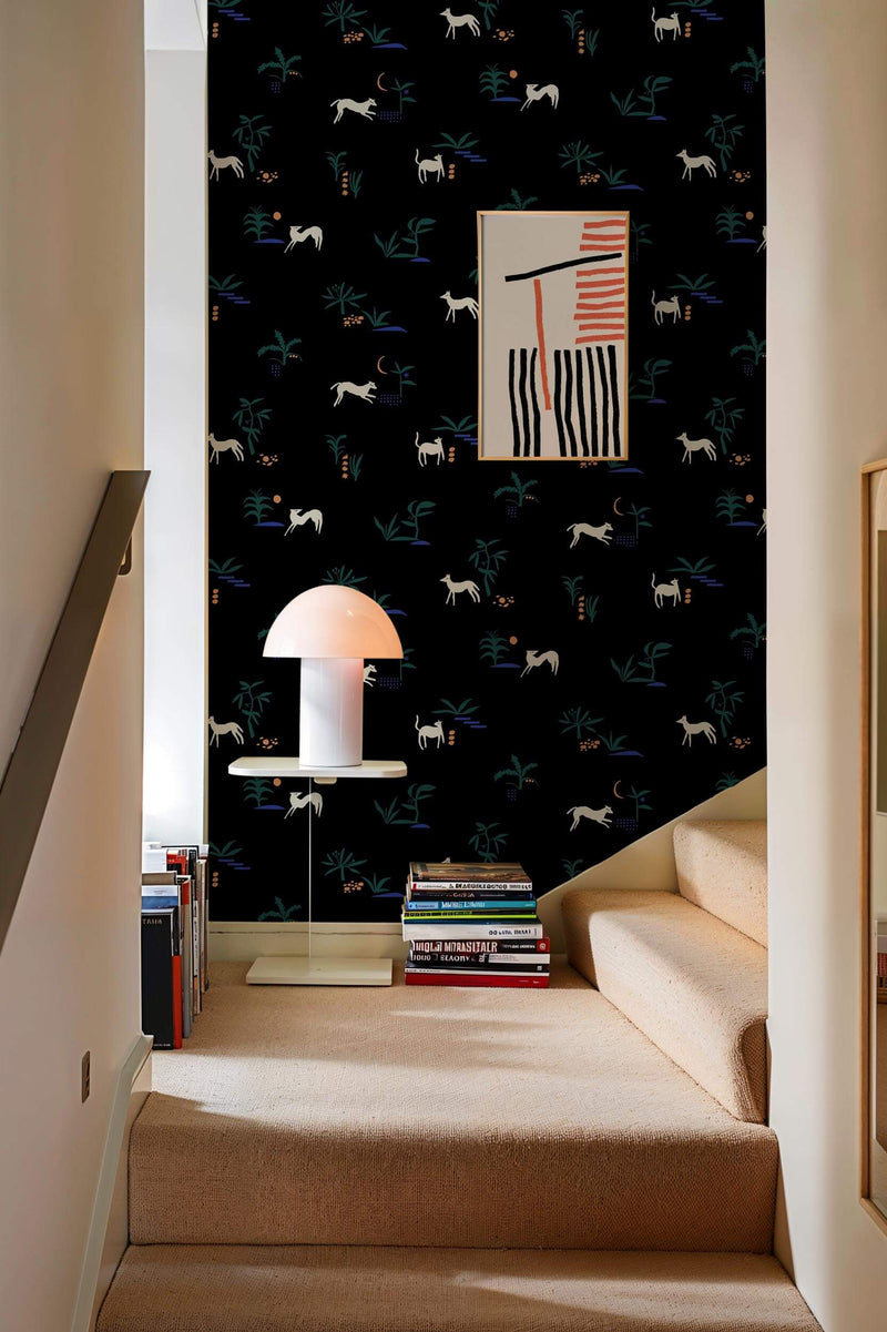 Tres Tintas Wallpaper - Prehistoric Creatures Black