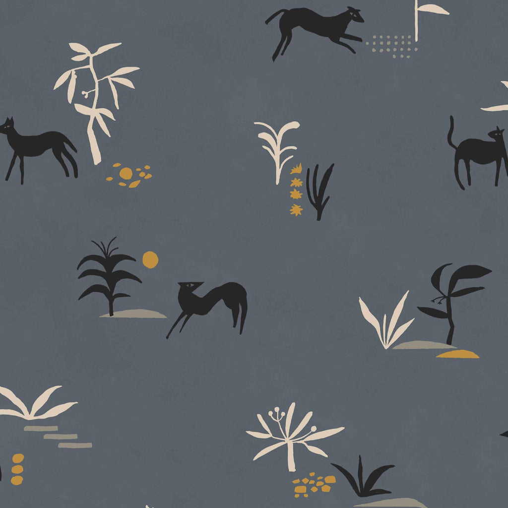 Wallpaper Tres Tintas - Prehistoric Creatures Blue