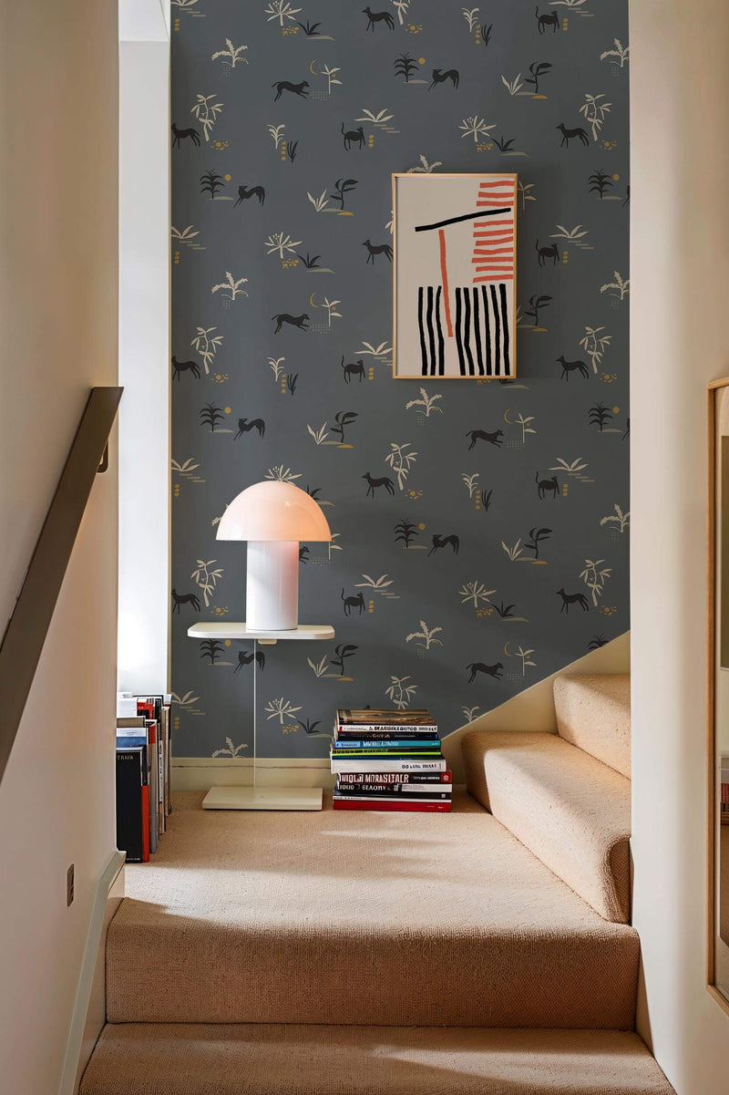 Tres Tintas Wallpaper - Prehistoric Creatures Blue