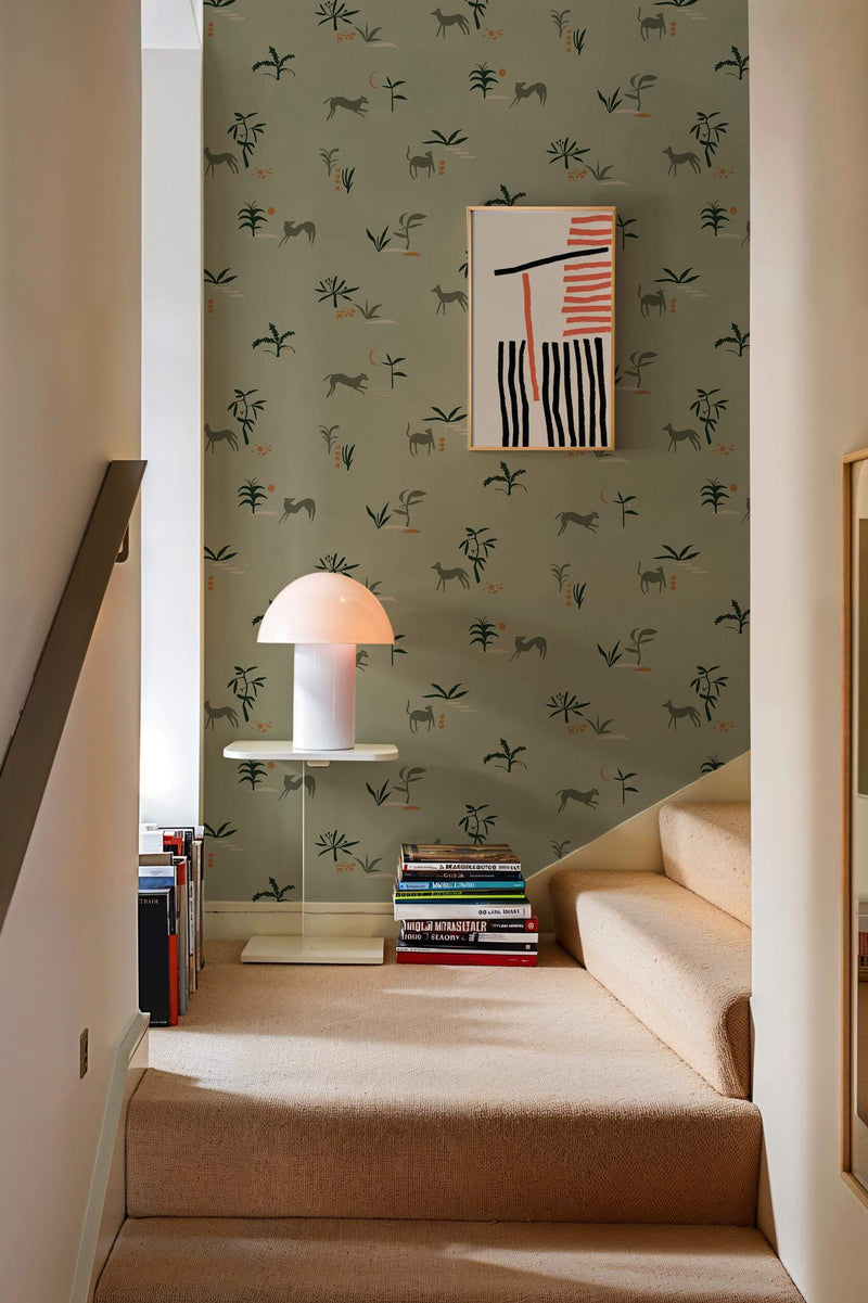 Tres Tintas Wallpaper - Prehistoric Creatures Green