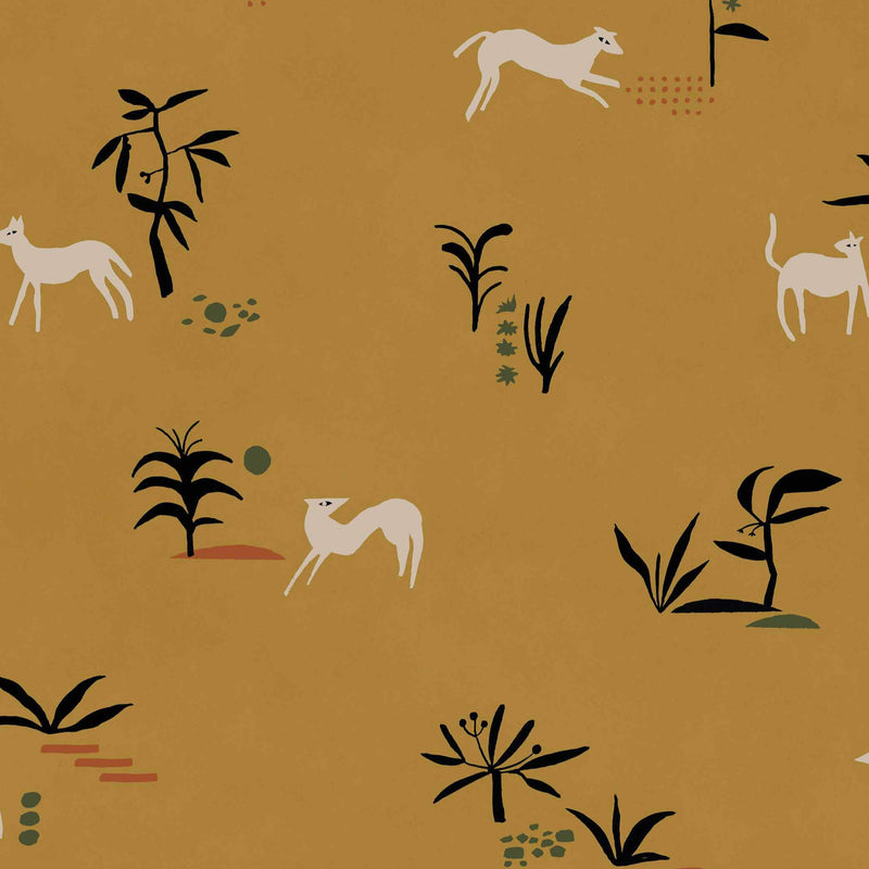 Tres Tintas Wallpaper - Prehistoric Creatures Ocher