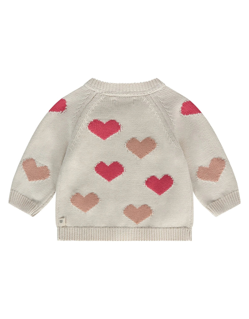 A Tiny Story - Gebreid baby vestje - Pearl met hartjes