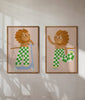 Set Skating Lion posters Aniek Bartels – leeuw op rolschaatsen en step als wanddecoratie voor kinderkamer