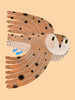 Owl Cream A3 poster van Aniek Bartels – bruine uil illustratie op zachte beige achtergrond
