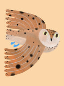 Owl Cream A3 poster van Aniek Bartels – bruine uil illustratie op zachte beige achtergrond
