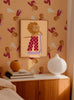 Skating Lion on Step Sweet poster in kinderkamer – leeuw illustratie wanddecoratie met bijpassend behang