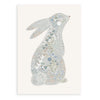 Minibeau - Floral Bunny Nursery Art Print - Blue - 30x40 cm