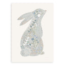 Minibeau - Floral Bunny Nursery Art Print - Blue - 30x40 cm