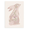 Minibeau - Floral Bunny Nursery Art Print - Pink - 30x40 cm