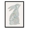 Minibeau - Floral Bunny Nursery Art Print - Blue - 30x40 cm