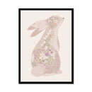 Minibeau - Floral Bunny Nursery Art Print - Pink - 30x40 cm
