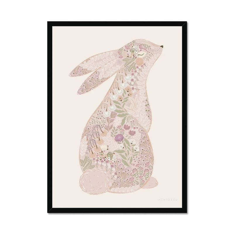 Minibeau - Floral Bunny Nursery Art Print - Pink - 30x40 cm