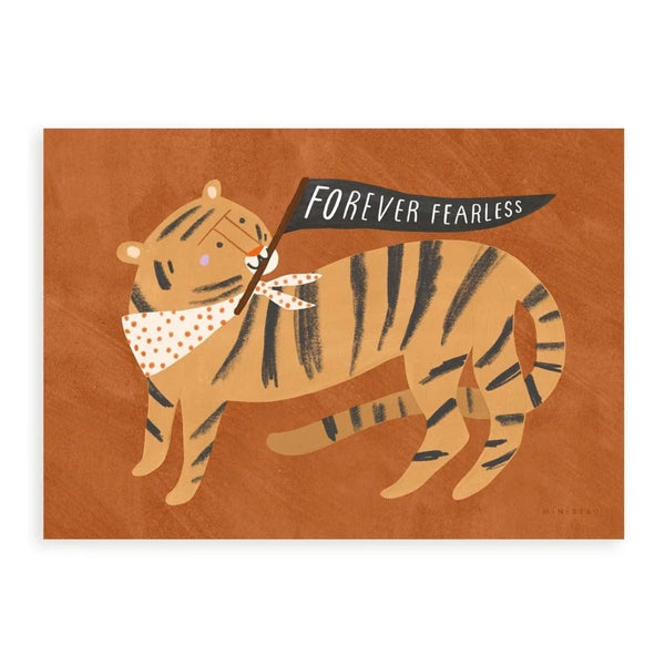 Minibeau - Forever Fearless Tiger Art Print - Ochre - 30x40 cm
