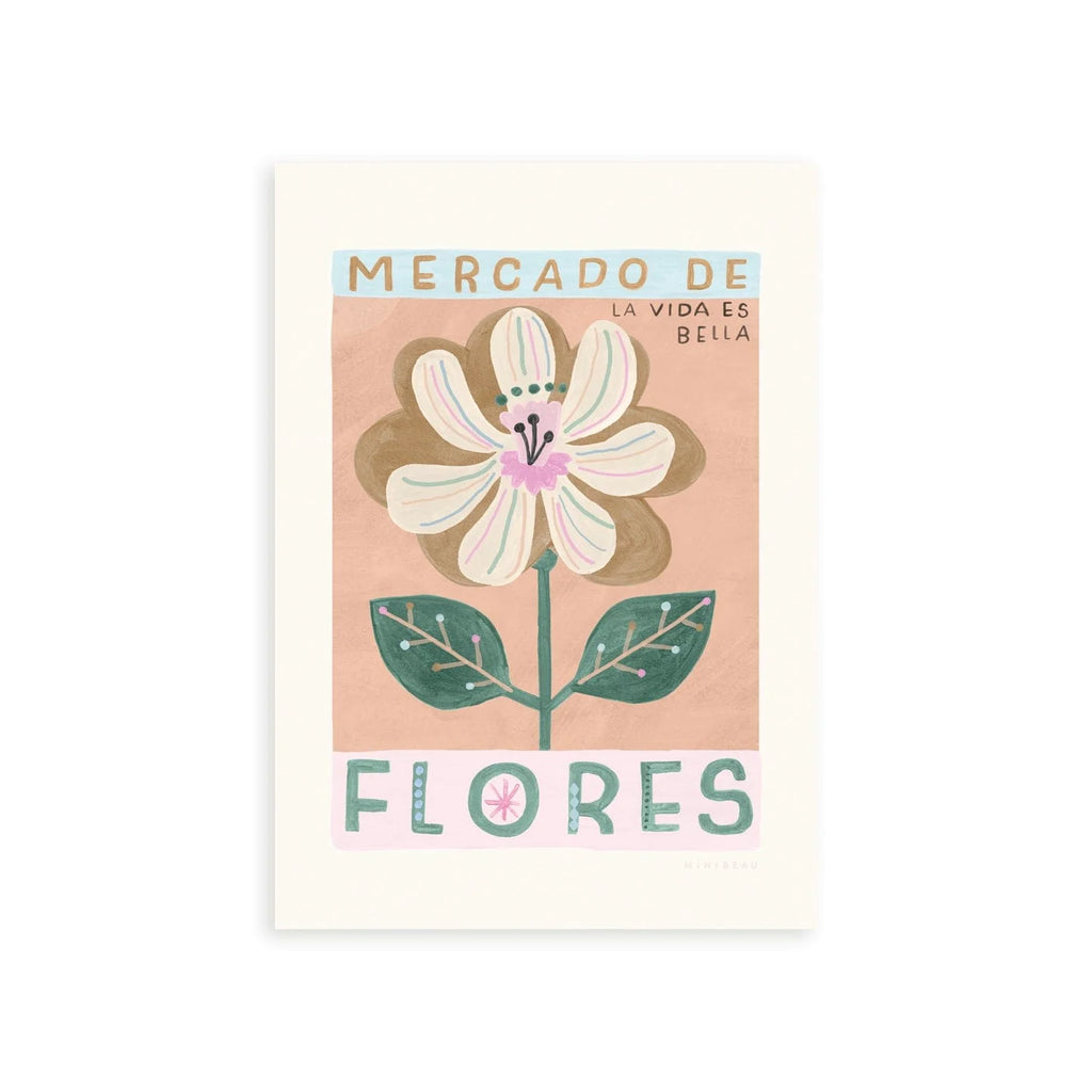 Minibeau Affiche Mercado de Flores – Poster botanique pour chambre d’enfant