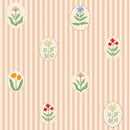 Tapetenmuster Atelier Florentine - Blumengarten - Rosa gestreift