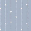 blauw hartjes behang met witte stippel streep en hartjes
