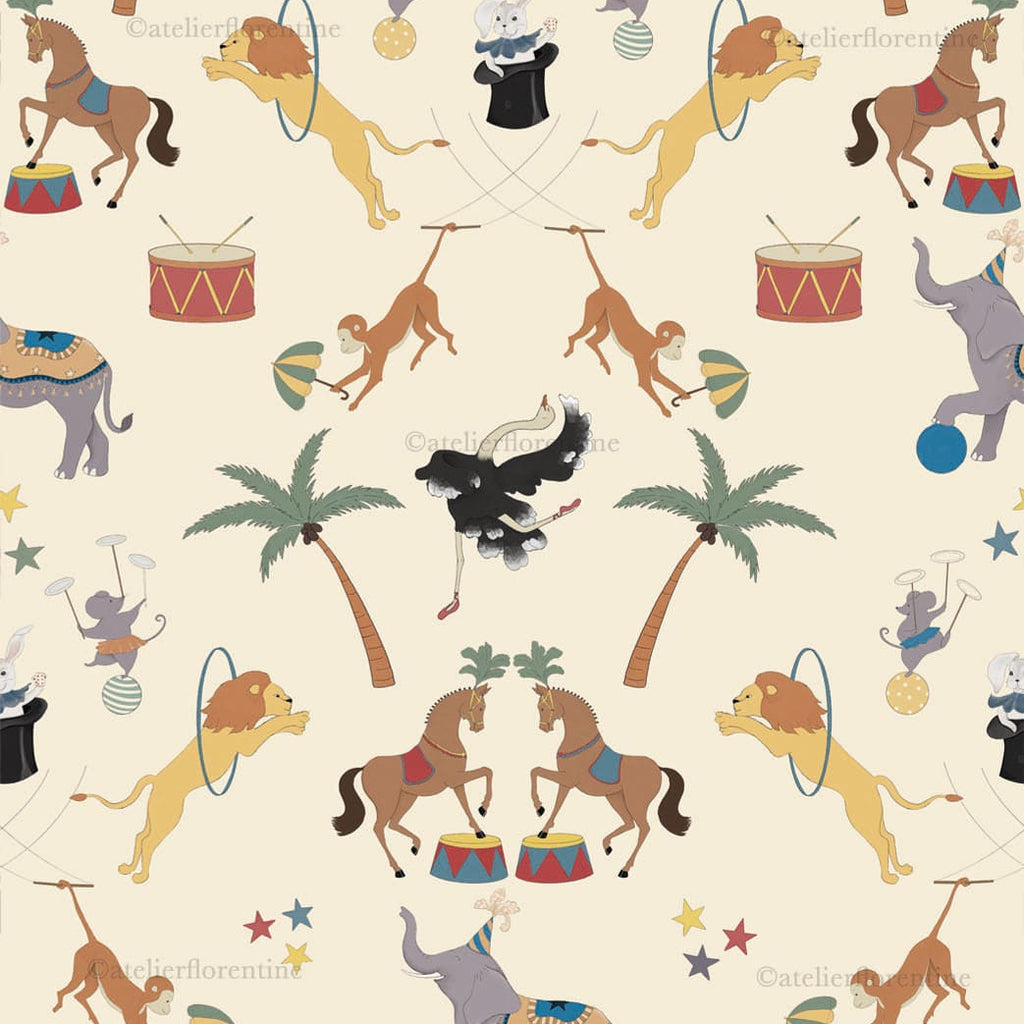 Circus wallpaper for kids and nursery. Children's wallpapers animals