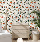 Children's wallpaper oranges white nursery decor wallpapers