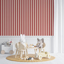 Nursery wallpaper, kids decor with red stripes, striped wallpaper for childrenpaper