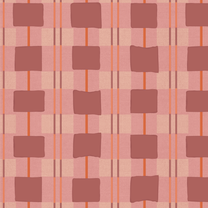 Wallpaper fabric Bibelotte - Checked Raspberry