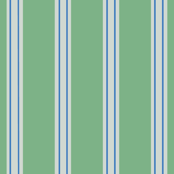 saliegroen gestreept behang met blauw lijntje van Bibelotte in de kleur twiggy