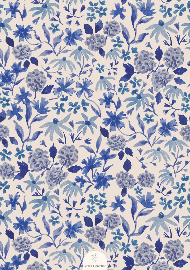 Tapete Atelier Florentine - Blumen Blau