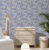 Blue Flower Wallpaper, wallpapers for kids, nursery, children's wallpaper flowers, decoration, peel & stick
