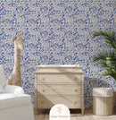 Blue Flower Wallpaper, wallpapers for kids, nursery, children's wallpaper flowers, decoration, peel & stick