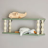 wandplank mosgroen beige gedraaide poten