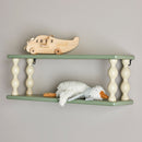 wandplank mosgroen beige gedraaide poten