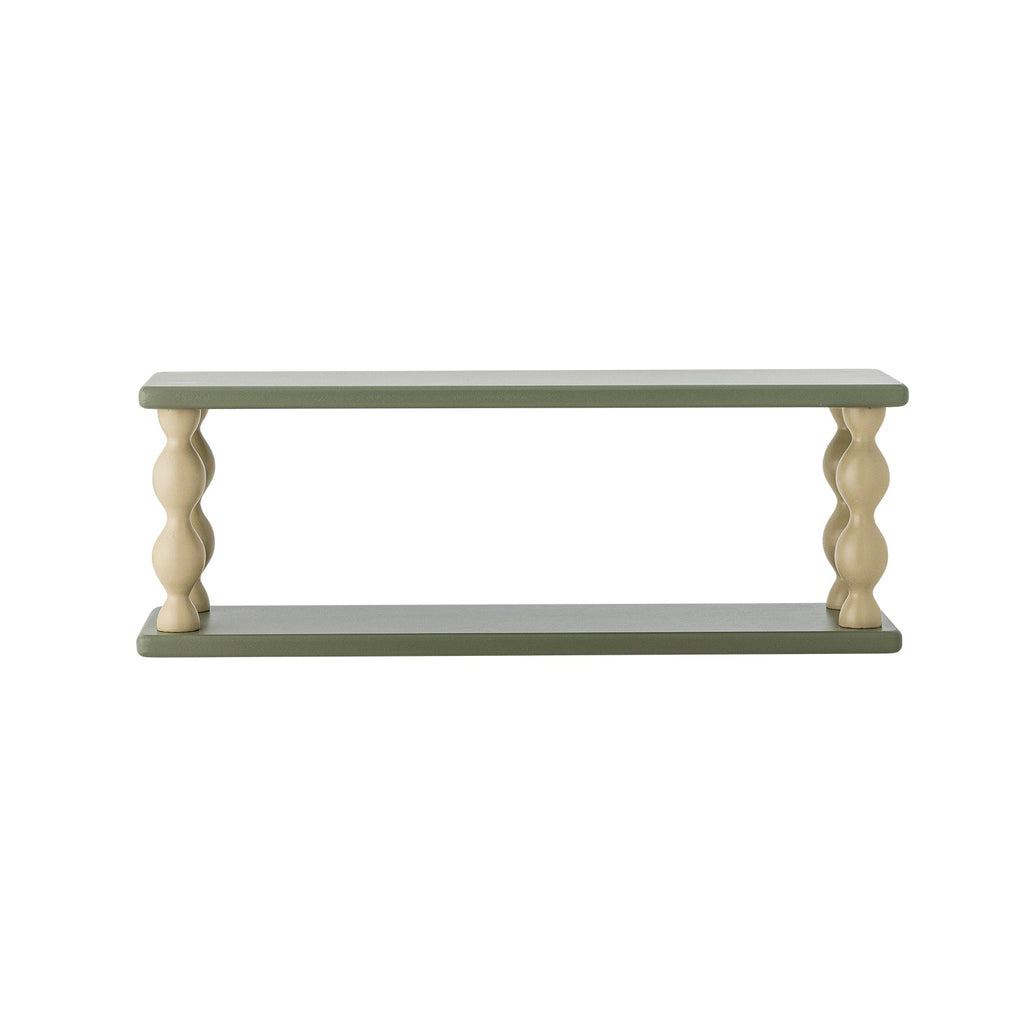 Bibiola Shelf Bloomingville Mini wandplank mosgroen beige gedraaide poten