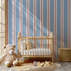 Atelier Florentine Papier peint Rayures Bleu Rouge – Papier peint pour enfants rayé | Design classique et ludique