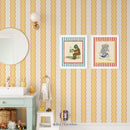 bobbin striped wallpaper yellow nursery childrens wallpapers kids decor 