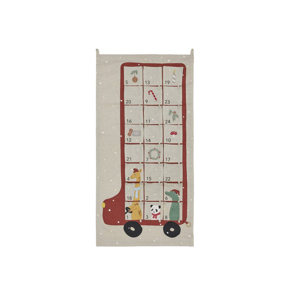 Oyoy MINI - Wandkleed Bus Kerstkalender - Klei / Rood