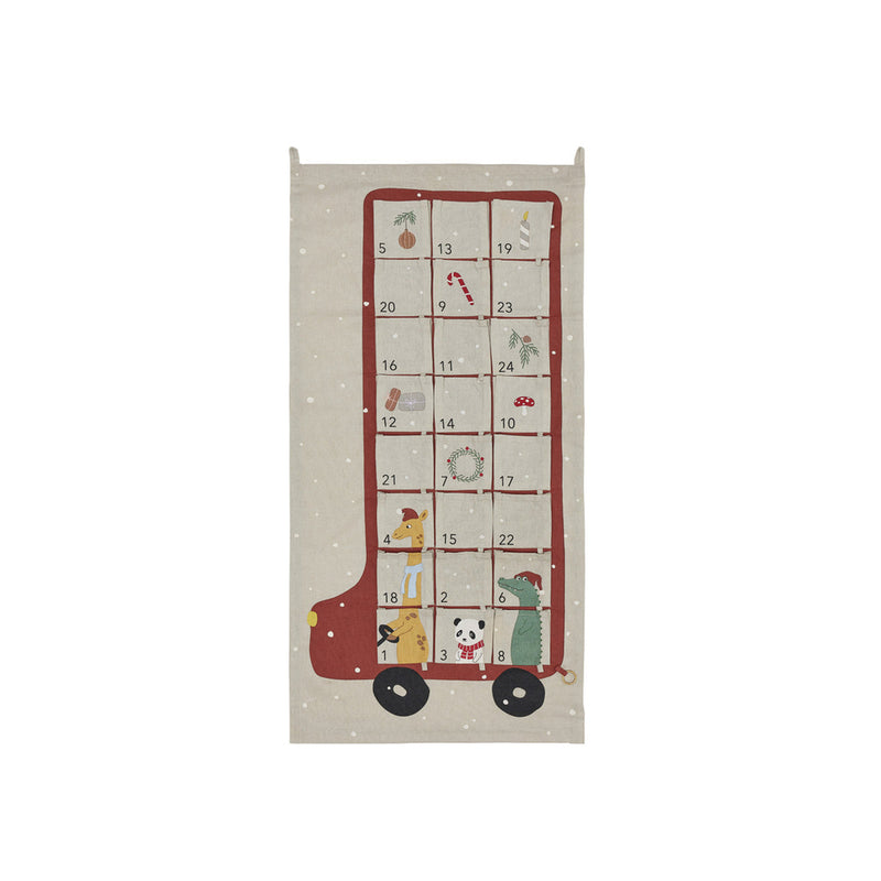 Oyoy MINI - Wall Hanging Bus Christmas Calendar - Clay / Red