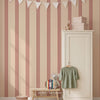 Papier peint Rayure College - Rose et rouge
