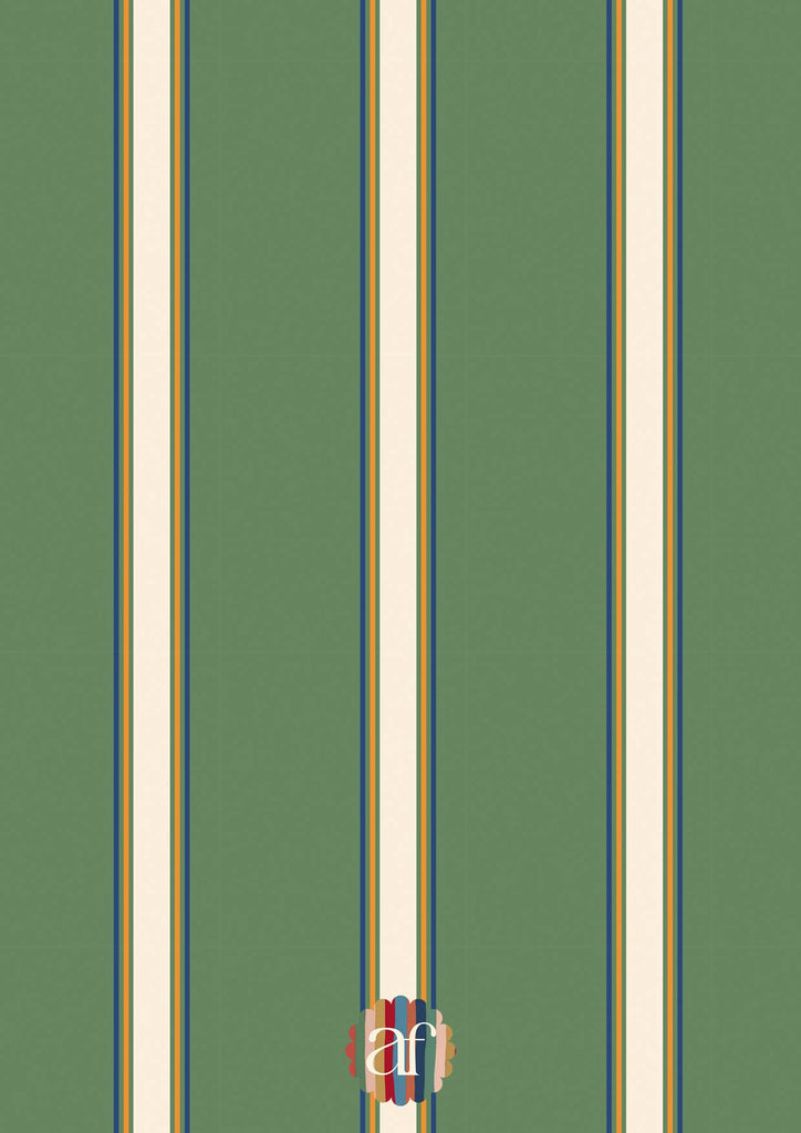 Carta da parati College Stripe - Cream and Green