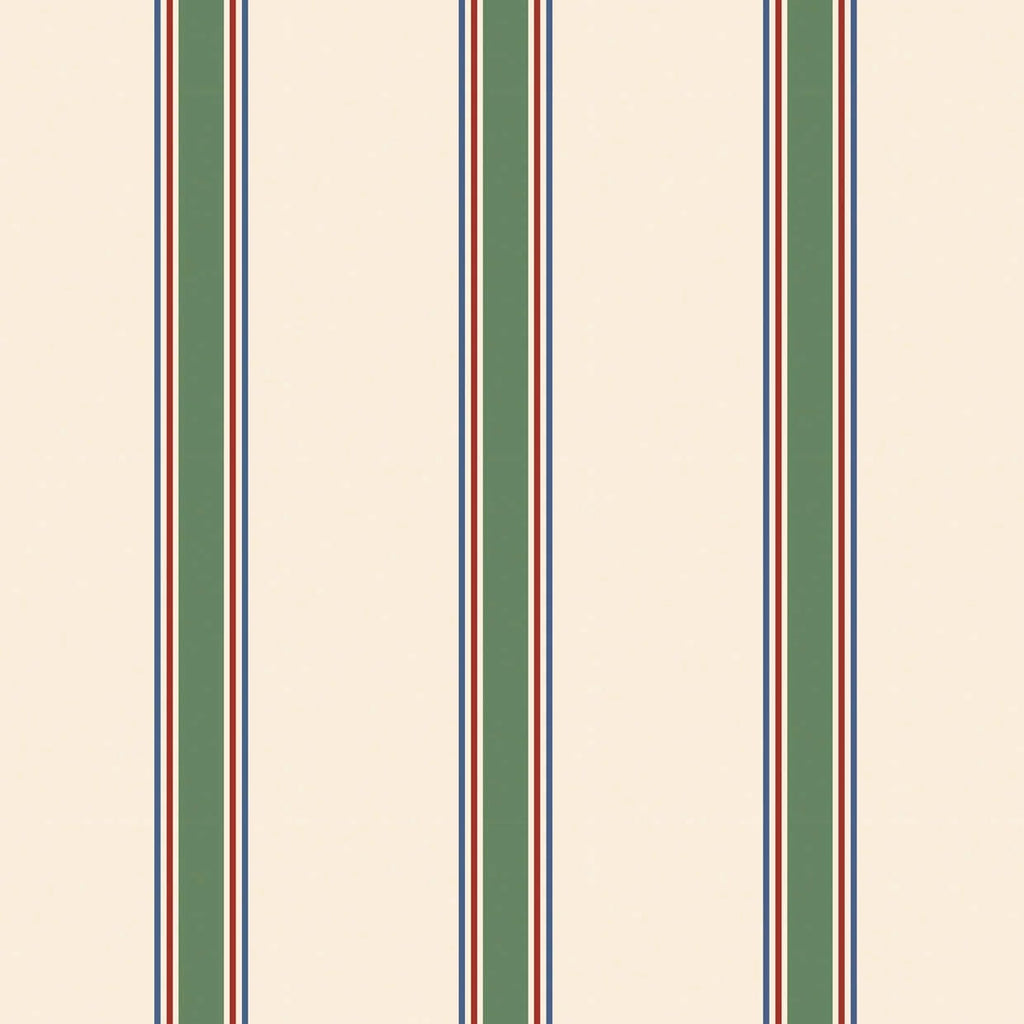 Behangstaal Atelier Florentine - Collage stripe - Green, red and blue