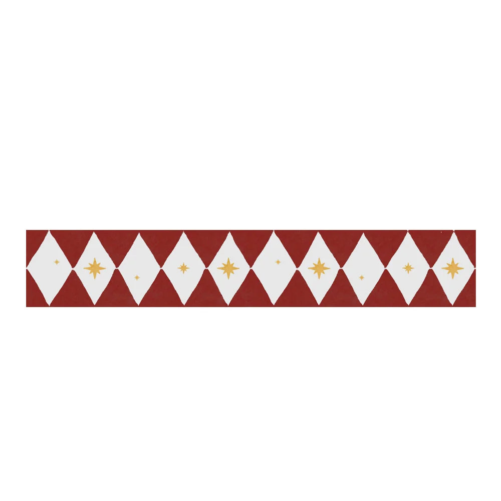 behangrand ruiten rood kinderkamer Dekornik Border Diamonds with Stars Red