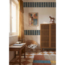 behangrand strepen blauw sterren kinderkamer Dekornik Spanish Stripes