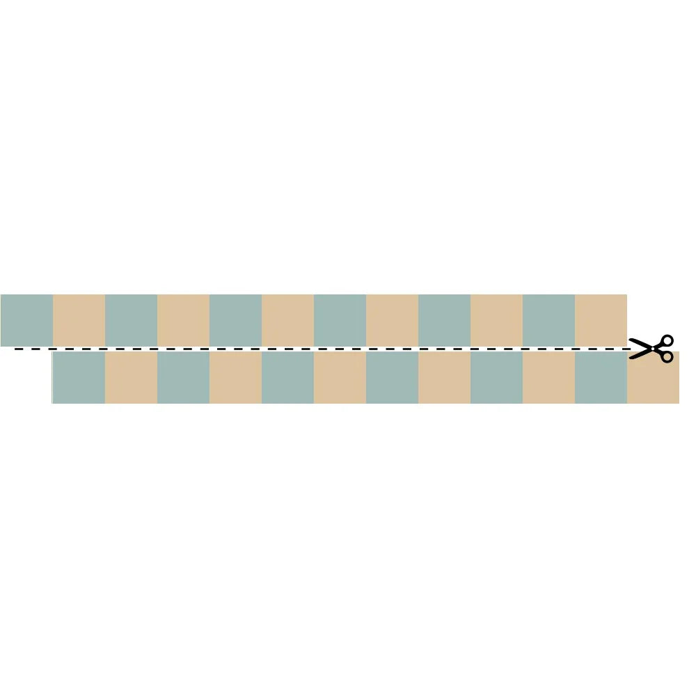 smalle behangrand blokjes beige blauw kinderkamer Dekornik Border Slim