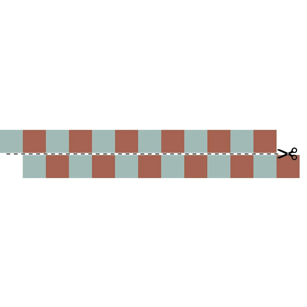 smalle behangrand blokjes terracotta blauw kinderkamer Dekornik Border Slim Brick Blue