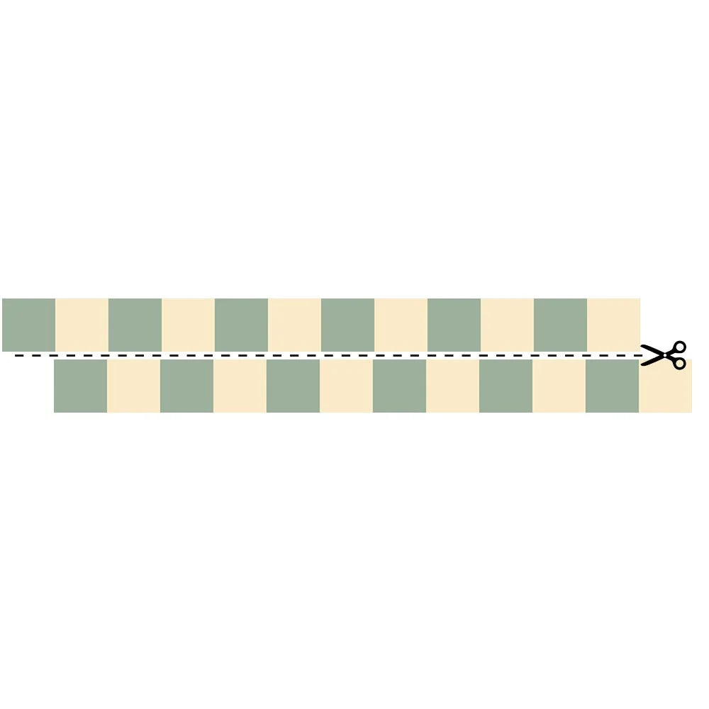 smalle behangrand blokjes crème groen kinderkamer Dekornik Border Slim Cream Green
