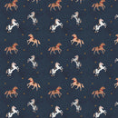 donkerblauw paarden behang kinderkamer Dekornik Spanish Horses zonder rand