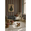 Behang Wide Stripes Classy Brown and Mint – gestreept behang kinderkamer