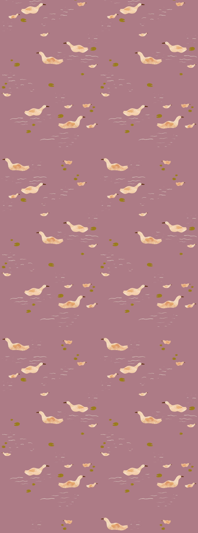 Wallpaper sample Play at Slaep - Ducks Mauve - Lotte Dirks