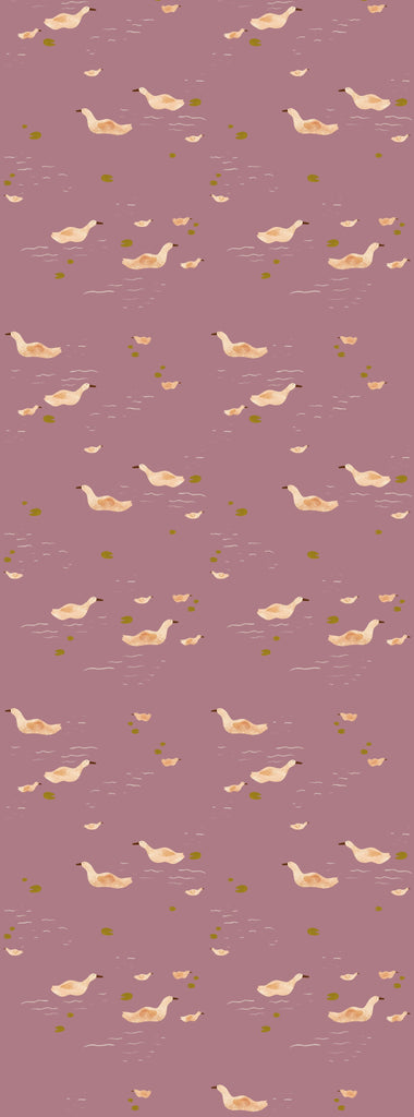 Wallpaper Play at Slaep - Ducks Mauve - Lotte Dirks