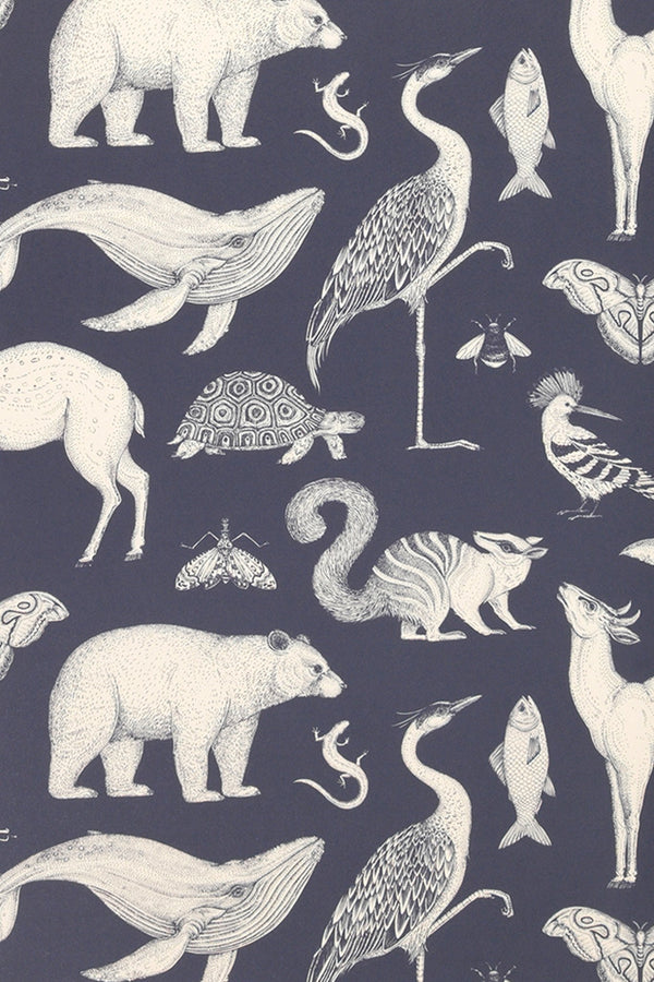 Wallpaper Ferm Living - Katie Scott Animals - Dark blue